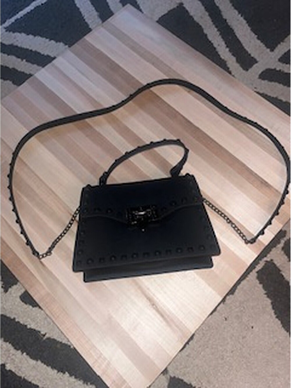 Black Structured Chain Strap Mini Bag